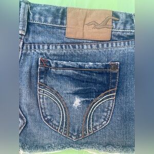HOLLISTER LEGENDARY ULTRA MINI  DISTRESSED JEANS Denim Mini Skirt CALI SIZE 0